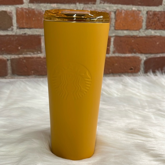 STARBUCKS | Matte Mustard Yellow Soft Touch Cold Brew SS Tumbler - Picture 1 of 3